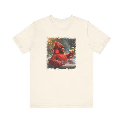 Cardinal Chilling in the Birdbath – Premium Unisex Bird Lovers T-Shirt