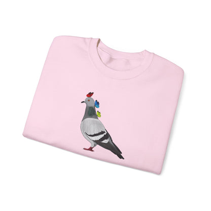 Pigeon with Butterflies Bird Birding & Birdwatching Sweatshirt