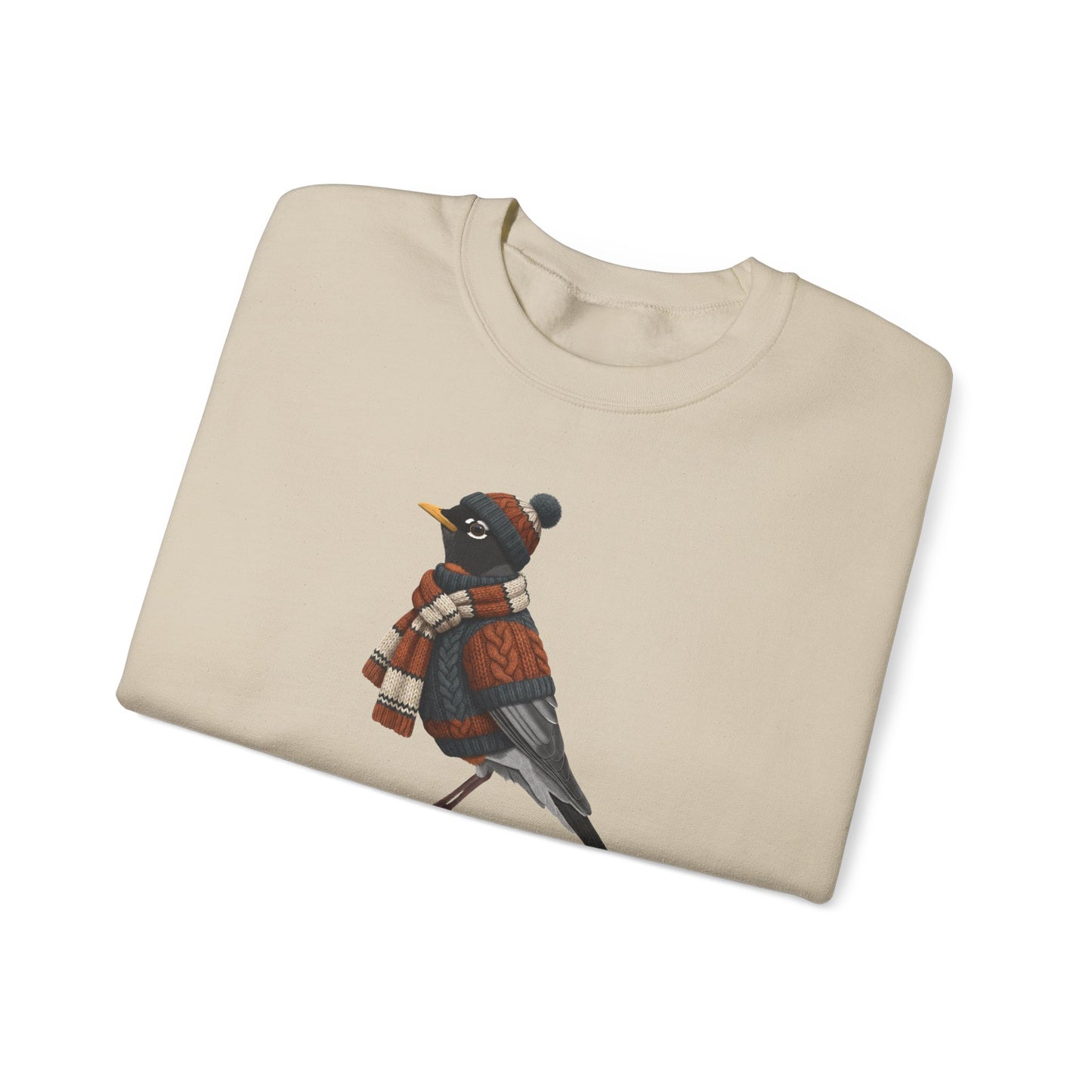 アメリカンロビン ウィンター スウェットシャツ | バードウォッチャー クルーネック | 鳥好きの方へのユニセックス ソングバード ニットギフト