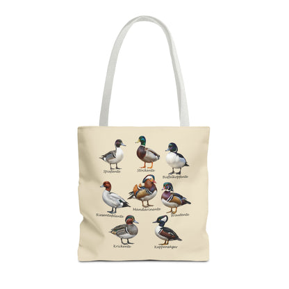 Enten-Arten Vogelkunde Stofftasche Tragetasche in Black