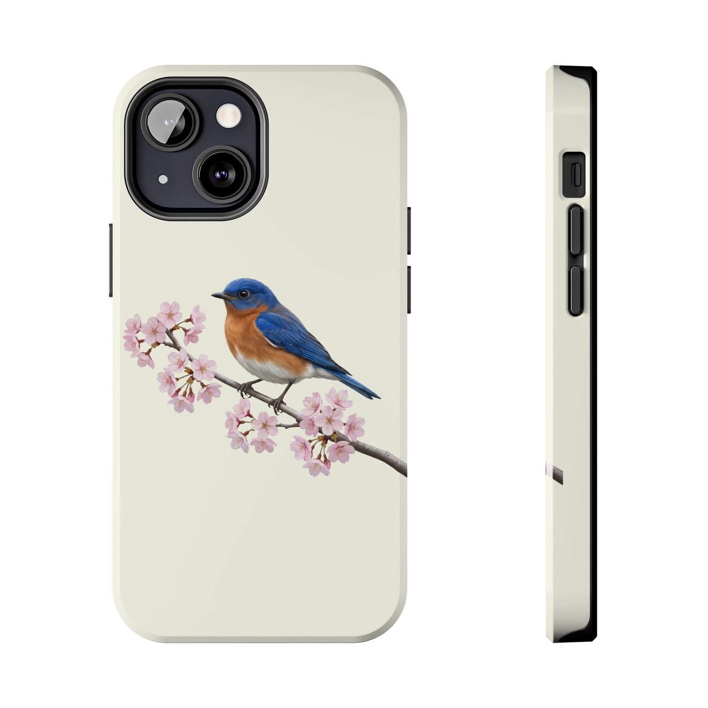 Bluebird & Cherry Blossom Tough iPhone Case Creamy White – animal lover, Phone