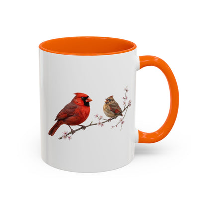 Northern Cardinal & Fledgling Two-Tone Mug | Spring Bird Lover Gift