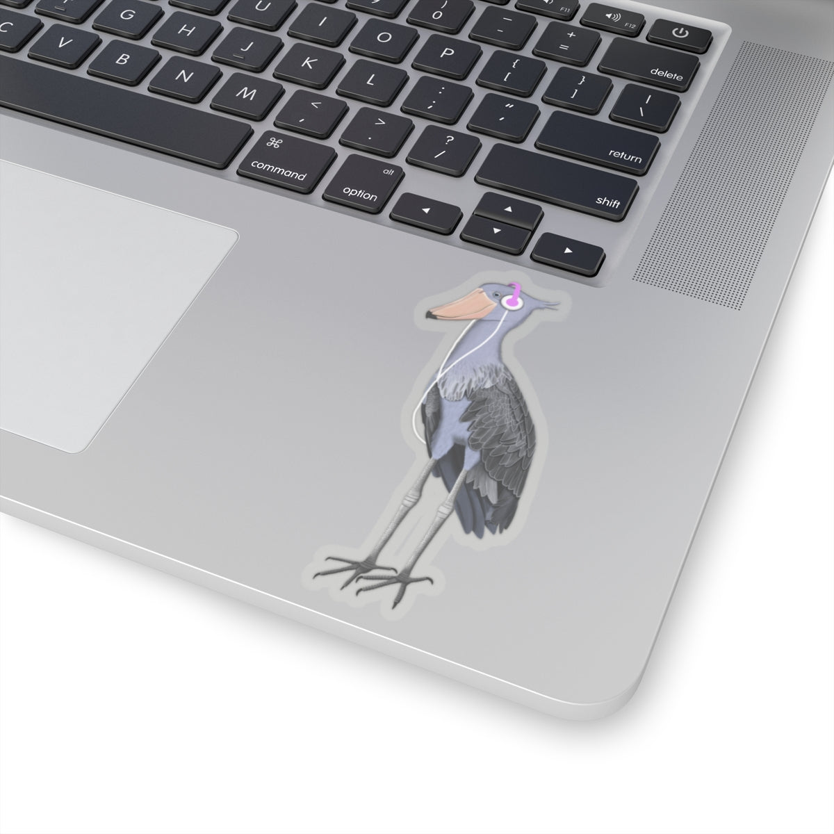 Shoebill Bird with Music Headphones Sticker