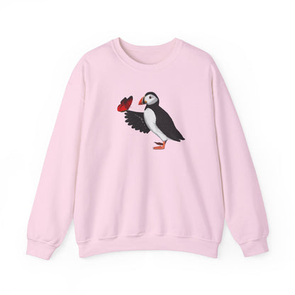 Puffin with Butterfly Bird Birding & Birdwatching Sweatshirt