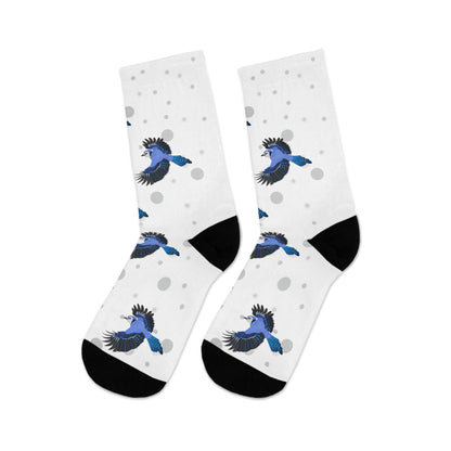 Blue Jay Socks White Bird Socks for Bird Lovers One Size