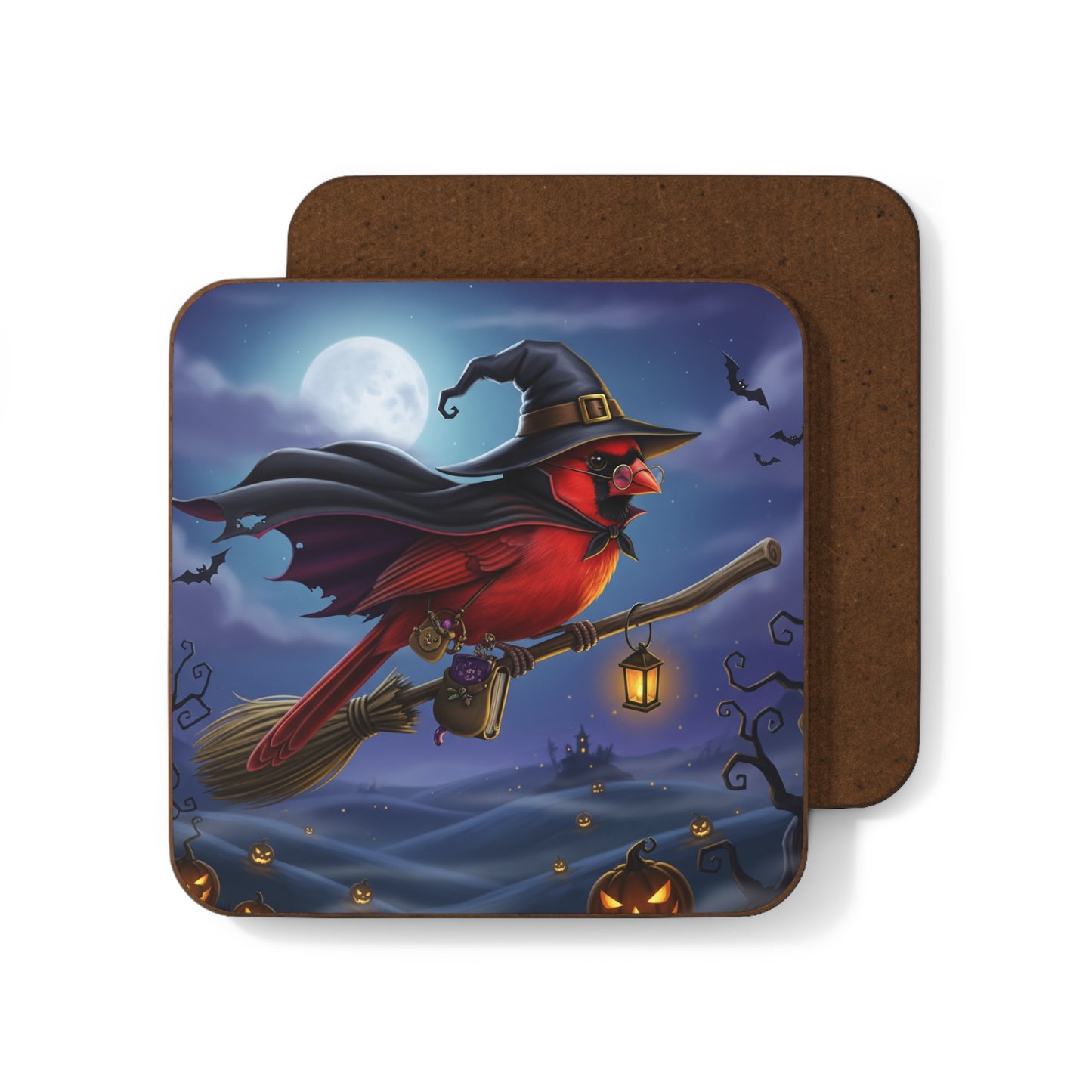 Spooky Halloween Coasters - Cute Northern Cardinal Fall Table Decor