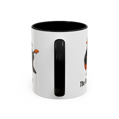Blacky die Amsel (Lead Guitar) – The Backyard Birds Offizielle Band-Tasse | Zweifarbige Premium Keramik (Schwarz/Weiß)
