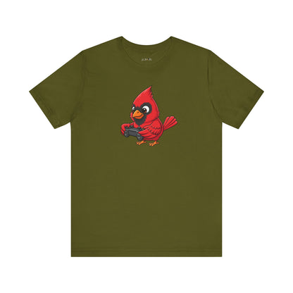 Cardinal Playing Video Games Funny Gamer and Bird Lover T-Shirt