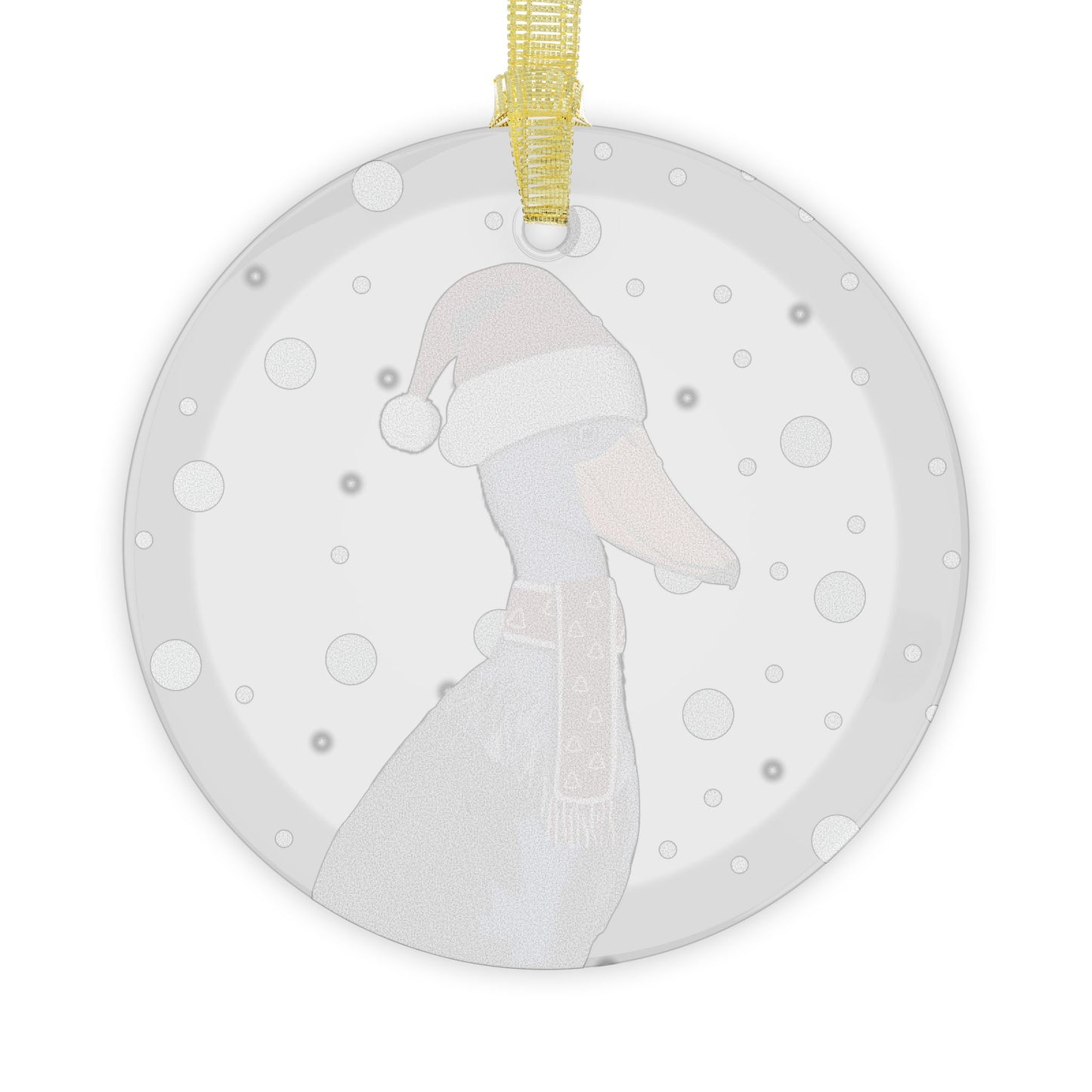 Shoebill as Santa Claus Christmas Glass Ornament Transparent