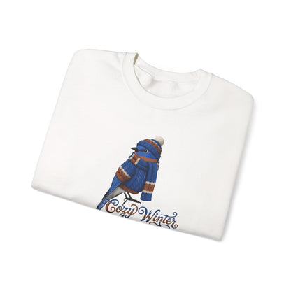 ブルーバードの快適な冬用スウェットシャツ | バードウォッチャークルーネック | 鳥好きの方へのユニセックスの鳴鳥ニットギフト