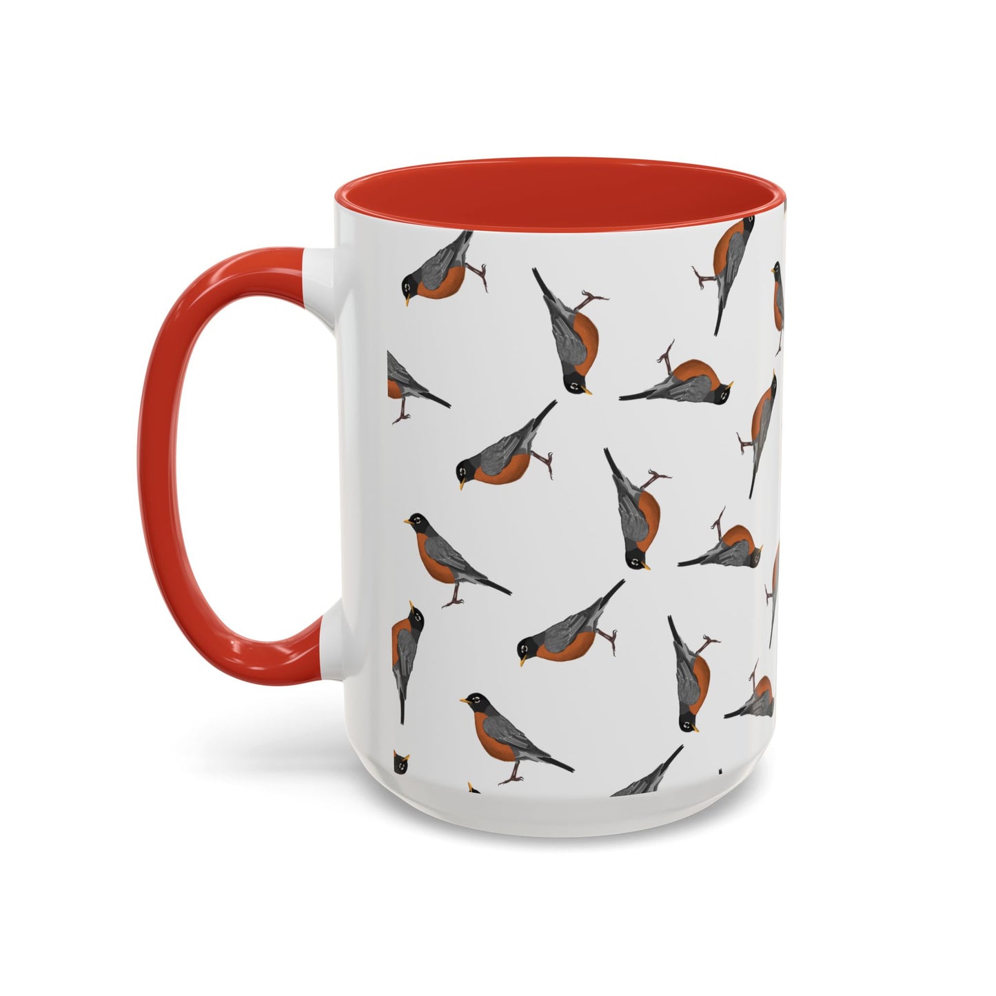 American Robin All-Over Pattern Accent Mug | Colorful Bird Lover Gift for Birdwatchers