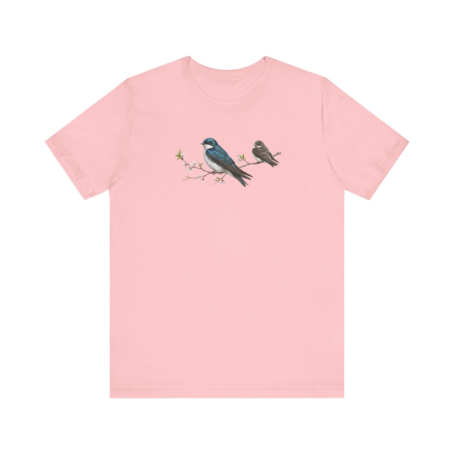 Tree Swallow & Fledgling T-Shirt | Spring Blossoms Unisex Graphic Tee