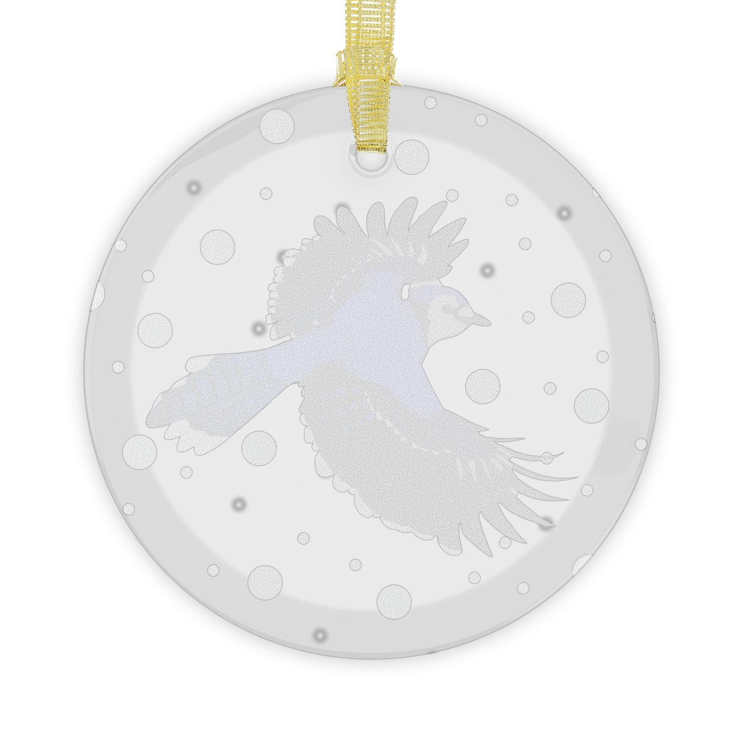 Blue Jay Bird Christmas Glass Ornament Transparent