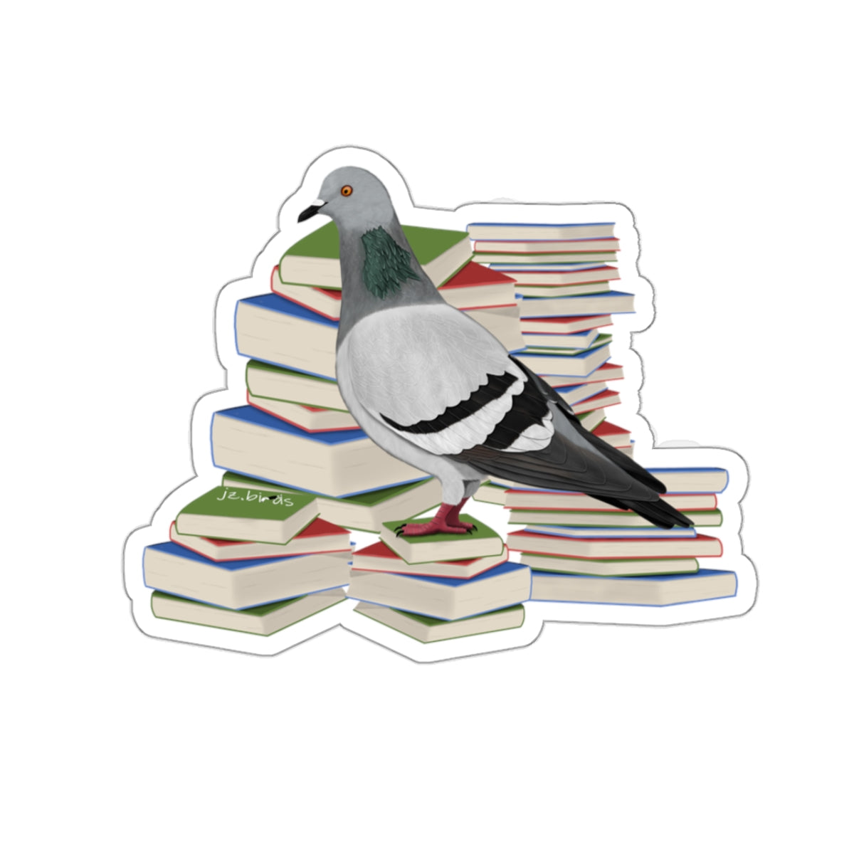 Pigeon Bird and Books Birdlover Bookworm Sticker