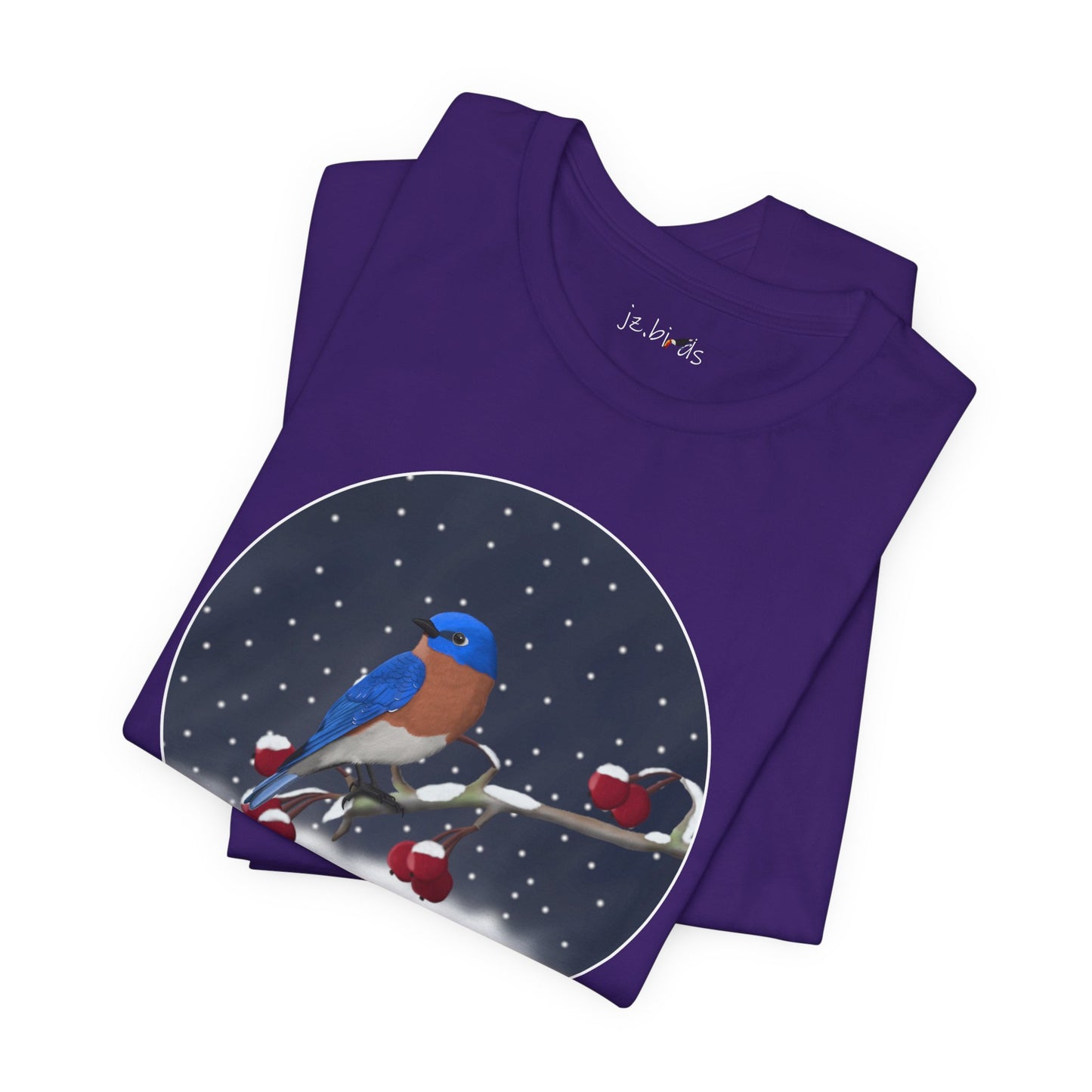 Bluebird on a Winter Branch Birdwatcher Christmas Bird T-Shirt