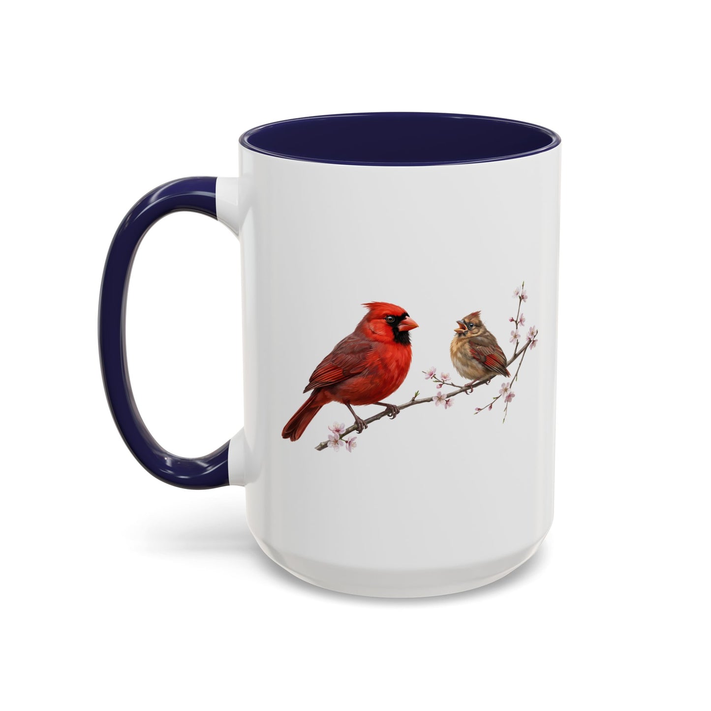 Northern Cardinal & Fledgling Two-Tone Mug | Spring Bird Lover Gift