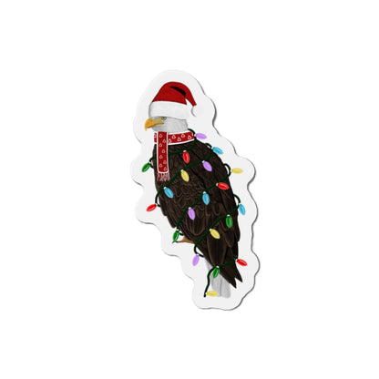 Bald Eagle with Fairy Lights and Scarf Christmas Bird Magnet