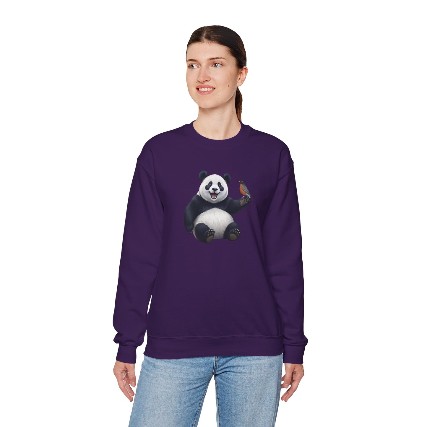 Panda Bear with an American Robin Sweatshirt Bird & Animal Lover