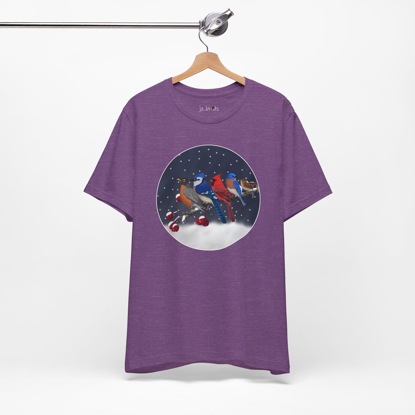 Blue Jay Robin Cardinal Bluebird Wren on a Winter Branch Birdwatcher Christmas Bird T-Shirt