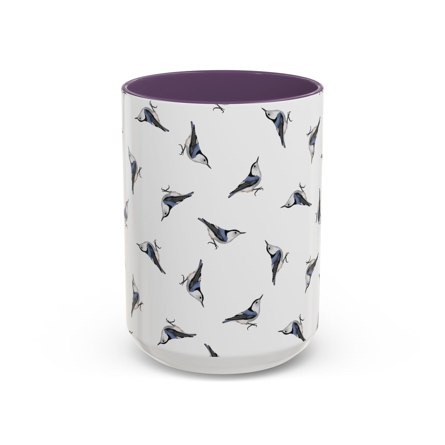 Nuthatch All-Over Pattern Accent Mug | Colorful Bird Lover Gift for Birdwatchers