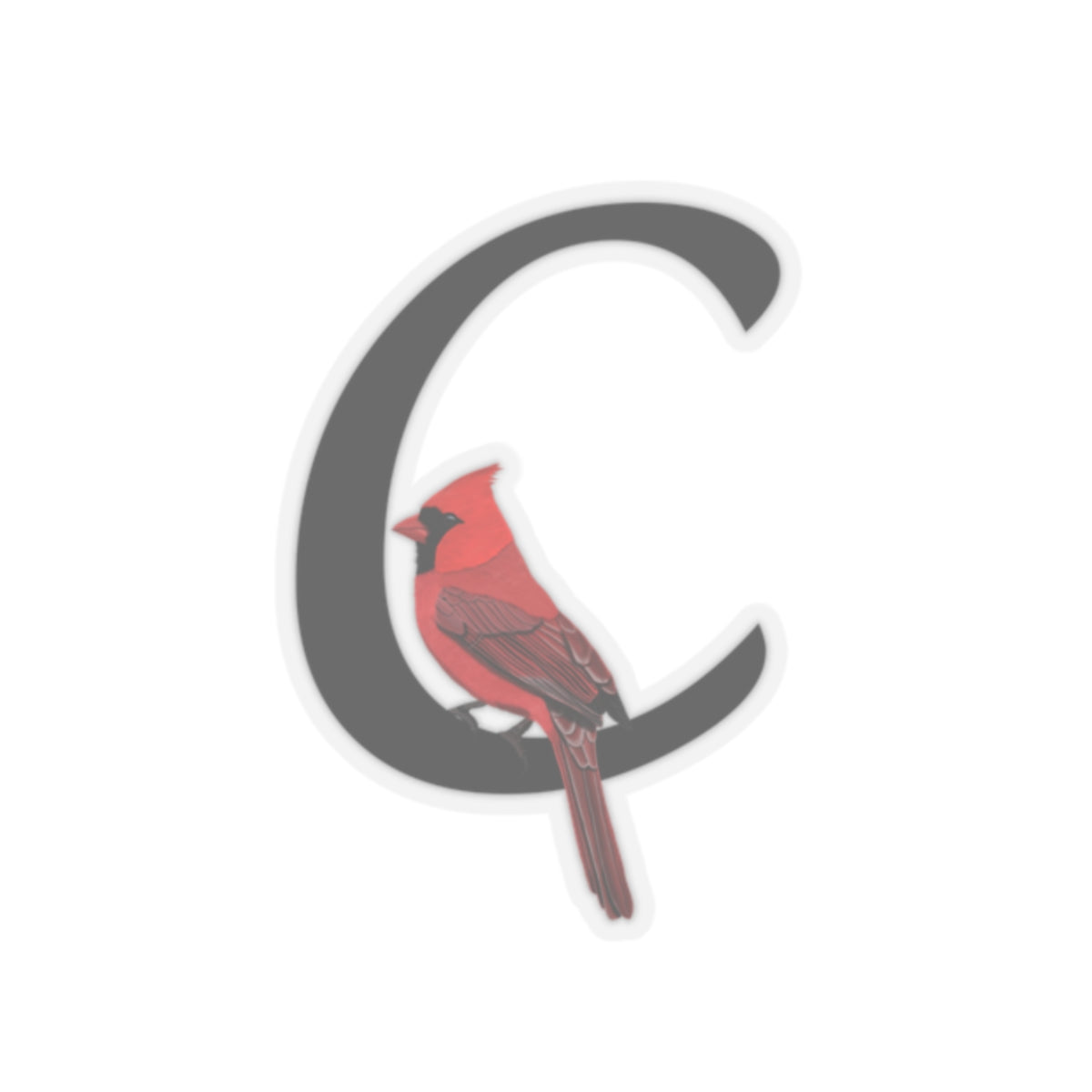 Cardinal Letter C Bird Kiss-Cut Sticker