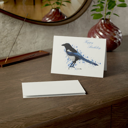 Magpie Birthday Card Happy Birthday – Premium Matte Bird Greeting Card