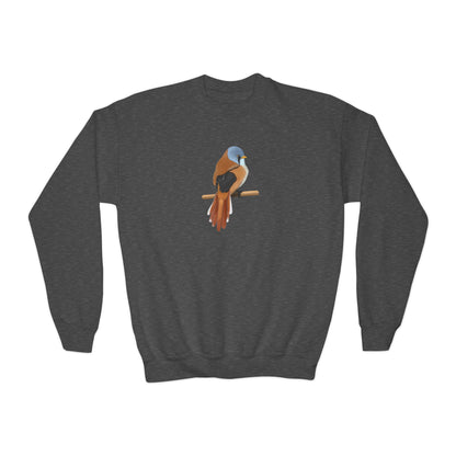 Bearded Reedling Bird Birdwatching Youth Crewneck Sweatshirt