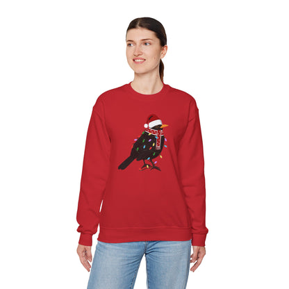 Blackbird with Fairy Lights Santa Claus Christmas Bird Sweatshirt