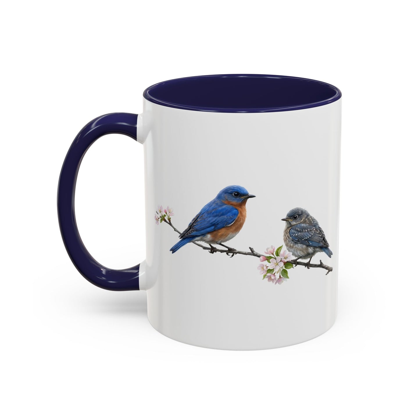 Eastern Bluebird & Fledgling Two-Tone Mug | Spring Bird Lover Gift