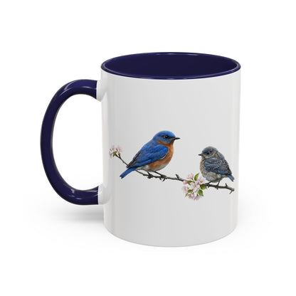 Eastern Bluebird & Fledgling Two-Tone Mug | Spring Bird Lover Gift