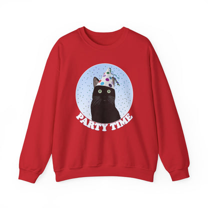 Black Cat Celebrating Party Time Cat Lover Sweatshirt