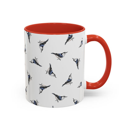 Nuthatch All-Over Pattern Accent Mug | Colorful Bird Lover Gift for Birdwatchers