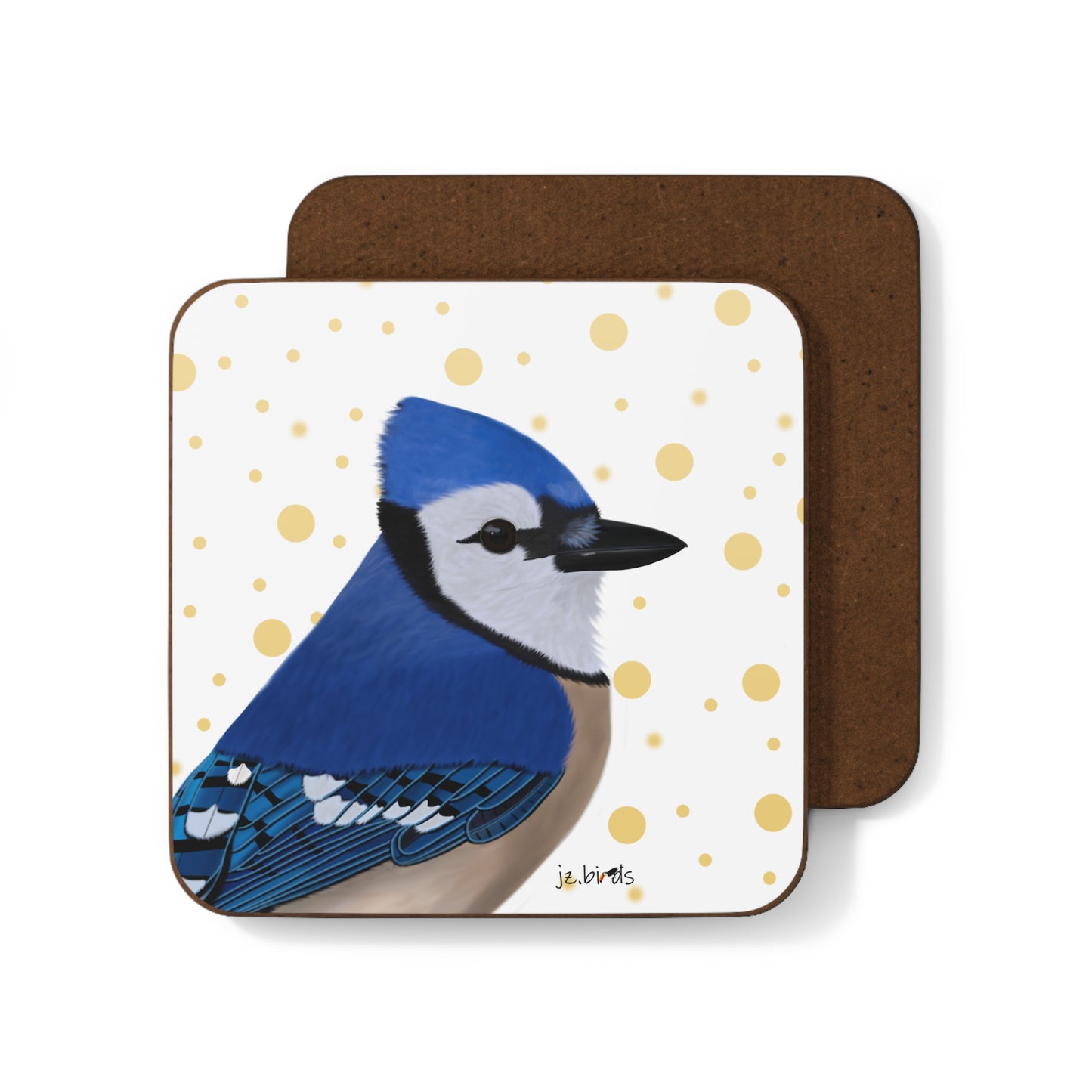 Blue Jay Bird Art Hardboard Coaster