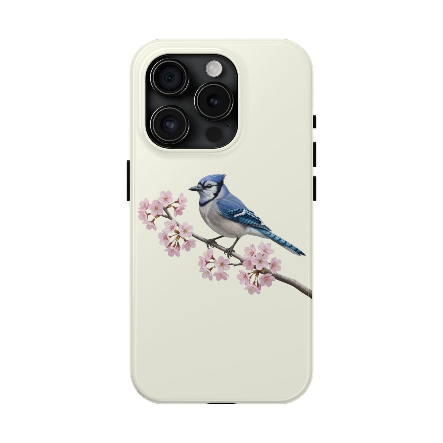 Blue Jay & Cherry Blossom Tough iPhone Case Creamy White