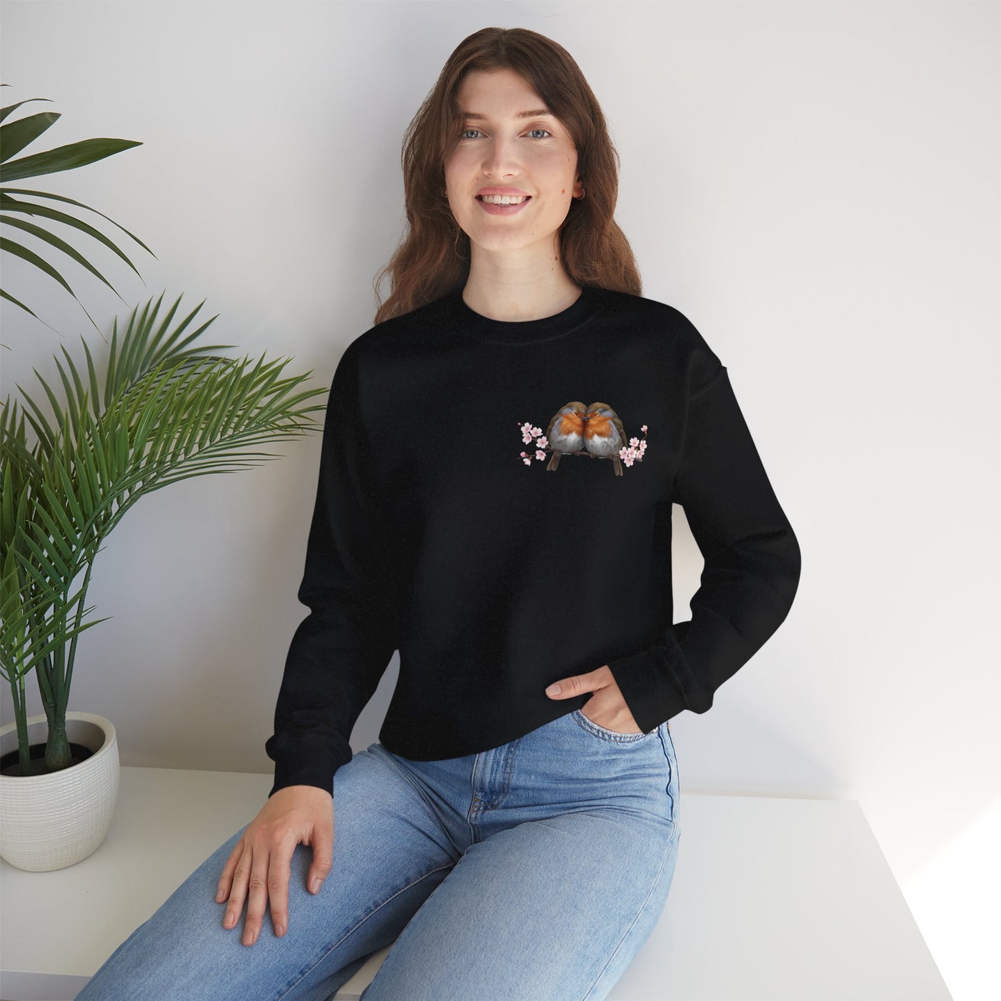 Robins Cherry Blossom Sweatshirt | Floral Bird Crewneck | Cozy Spring Pullover