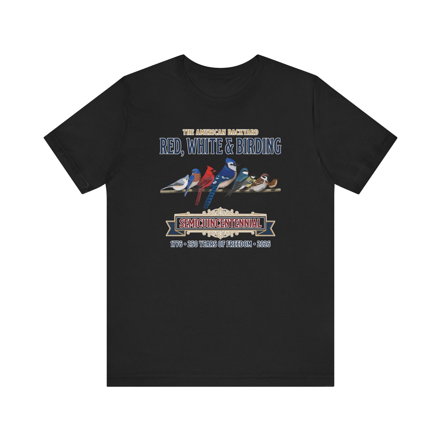 Red, White & Birding Vintage T-Shirt | US 250th Anniversary Backyard Birds