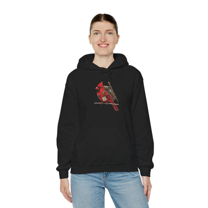 The Hiker Cardinal Hoodie - Adventure Bird with Backpack & Map | Outdoor & Birder Gift