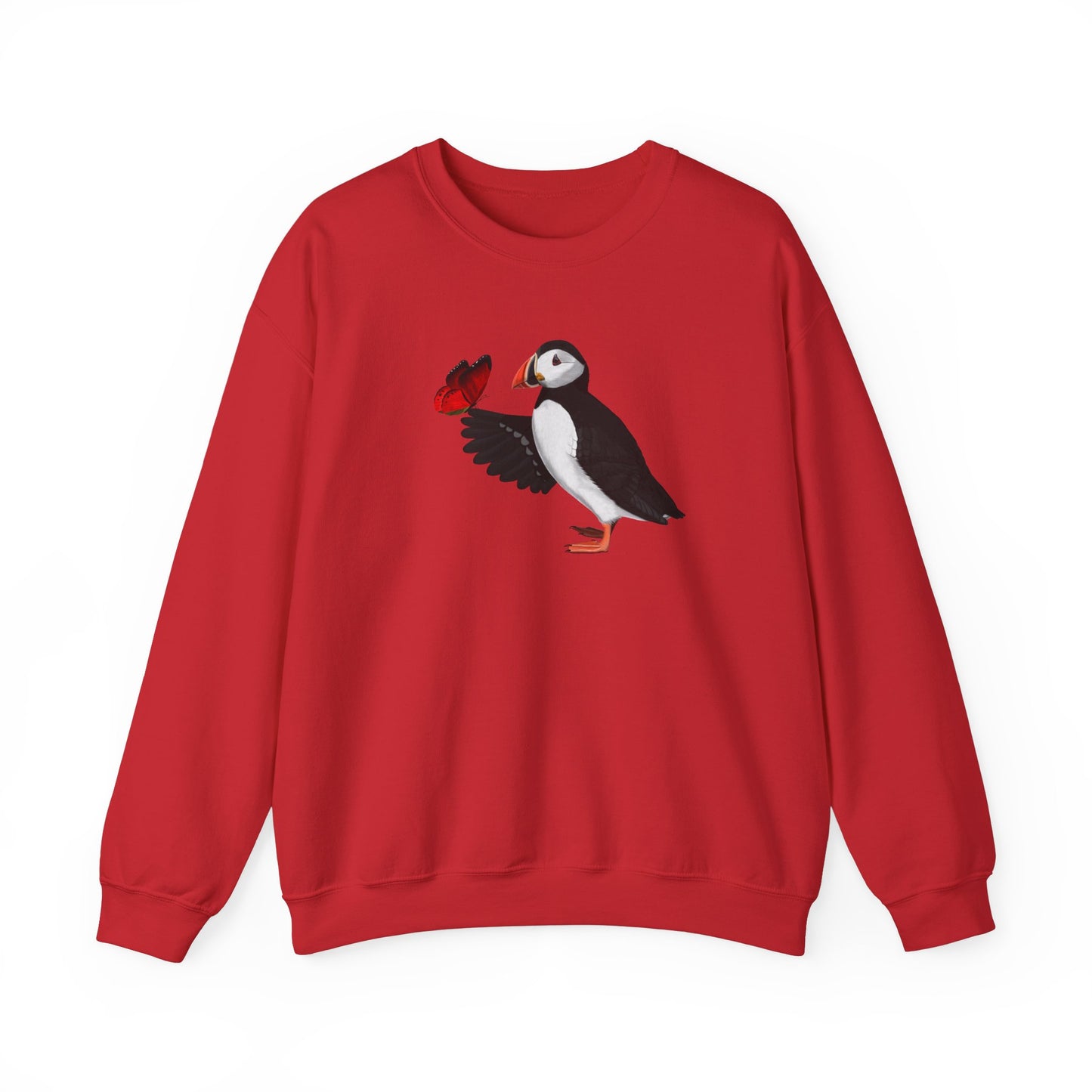 Puffin with Butterfly Bird Birding & Birdwatching Sweatshirt