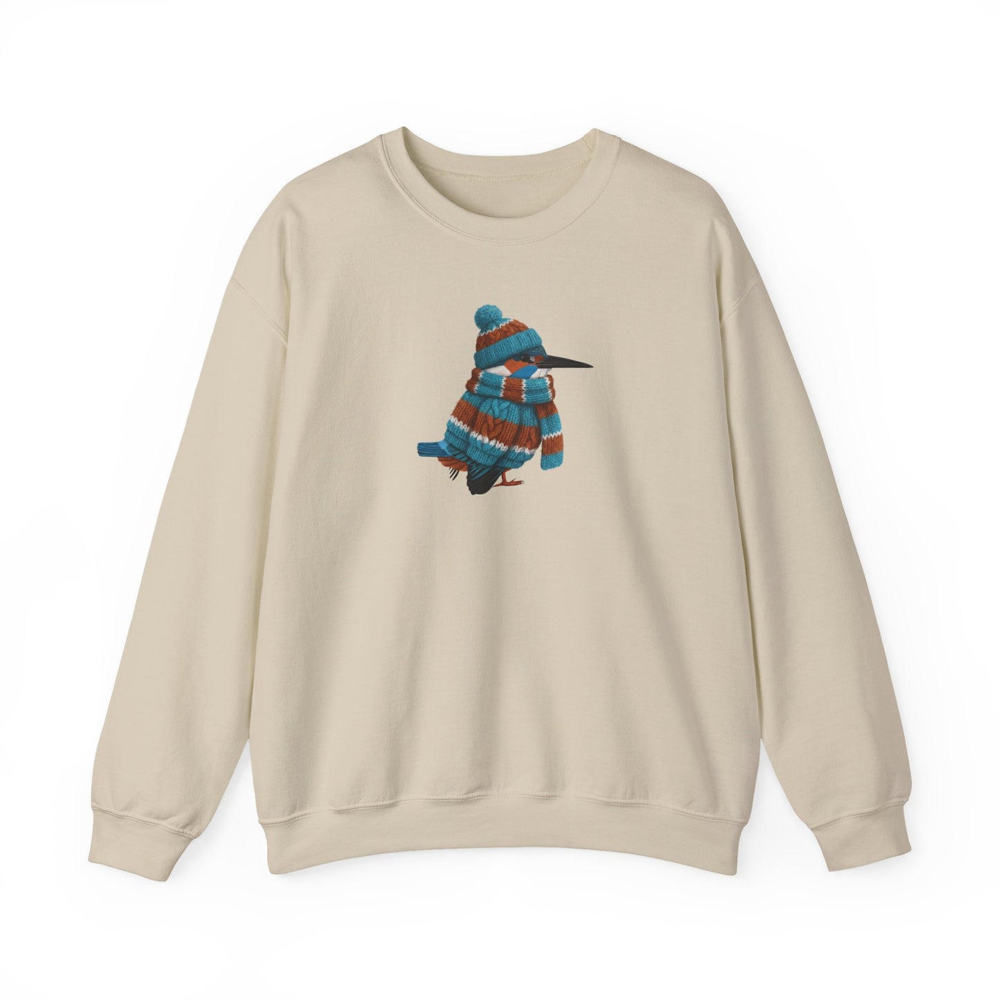 Kingfisher Winter Sweatshirt | Bird Watcher Crewneck | Unisex Songbirds Wearing Knit Gift for Bird Lovers