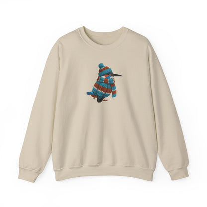 Kingfisher Winter Sweatshirt | Bird Watcher Crewneck | Unisex Songbirds Wearing Knit Gift for Bird Lovers