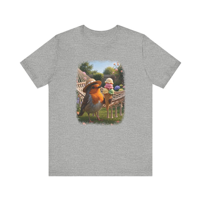 Robin Rosi Ice Cream in the Garden Premium T-Shirt for Bird Lovers