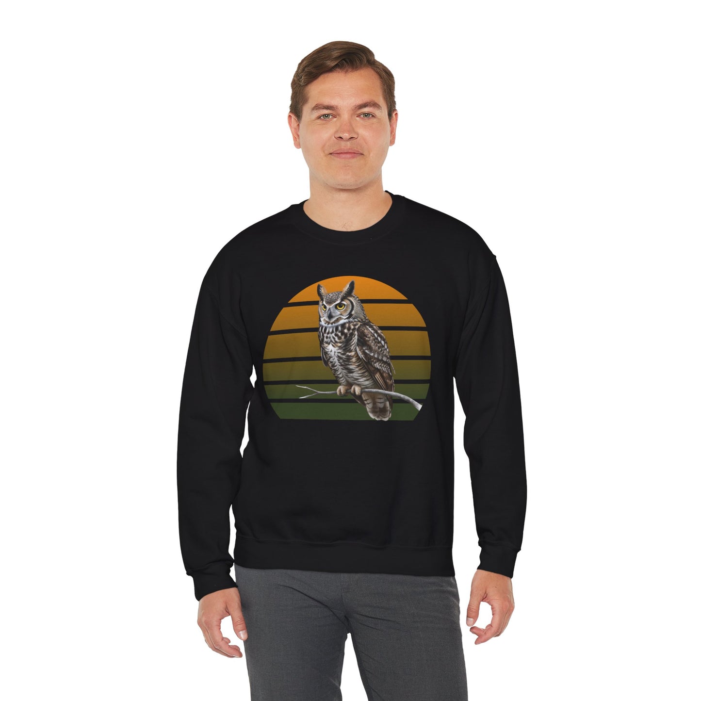 Great Horned Owl Sweatshirt | Unisex Bird of Prey Crewneck | Owl Lover & Birder Gift