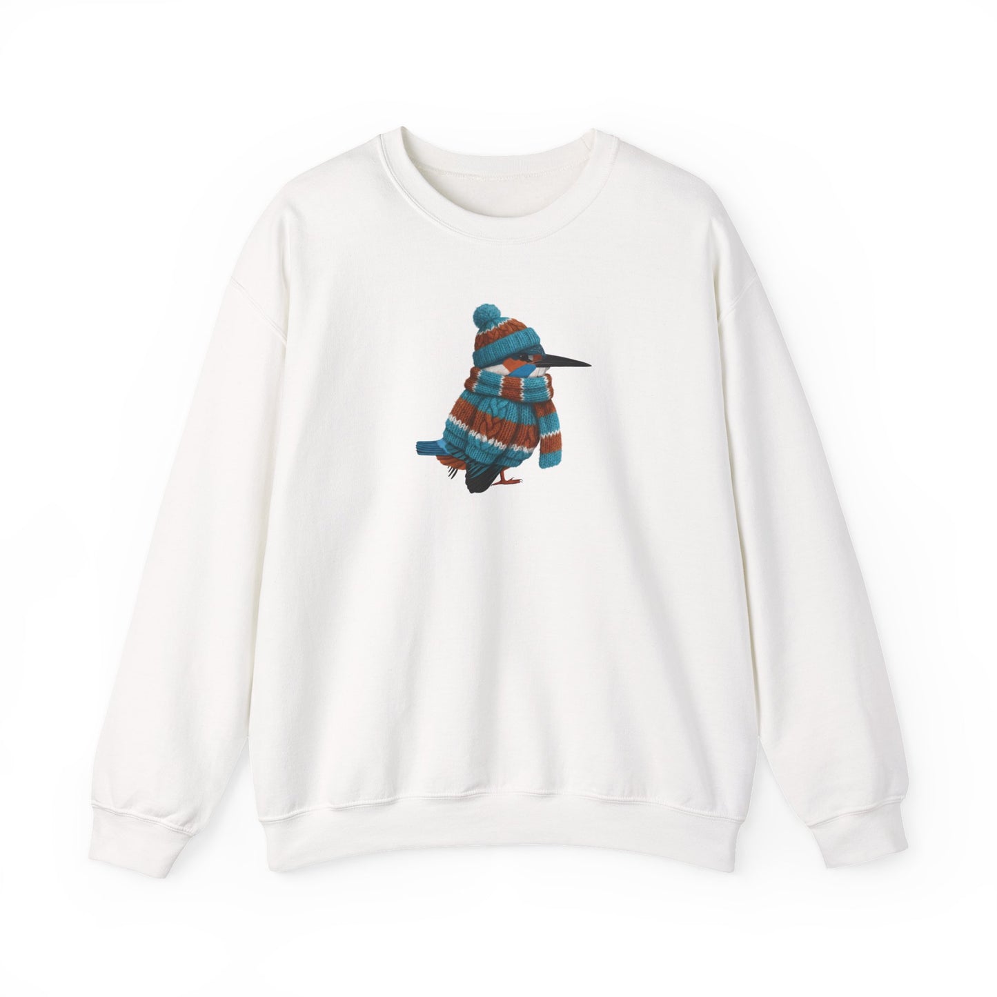 Kingfisher Winter Sweatshirt | Bird Watcher Crewneck | Unisex Songbirds Wearing Knit Gift for Bird Lovers