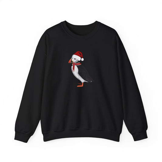 Puffin with Christmas Hat Bird Birdwatcher Sweatshirt