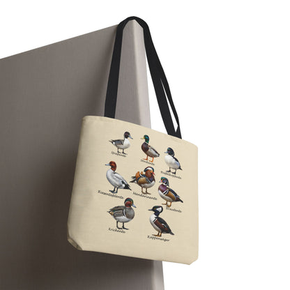 Enten-Arten Vogelkunde Stofftasche Tragetasche – Accessories und All Over Print Stil