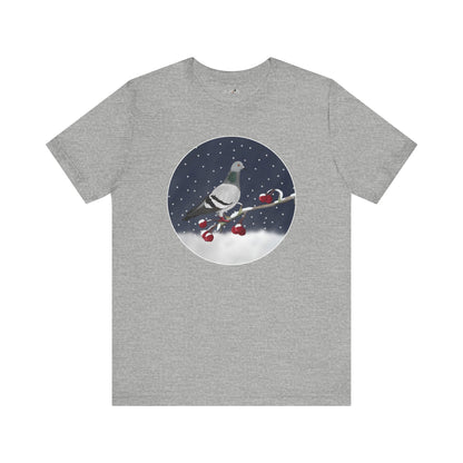 Pigeon on a Winter Branch Birdwatcher Christmas Bird T-Shirt