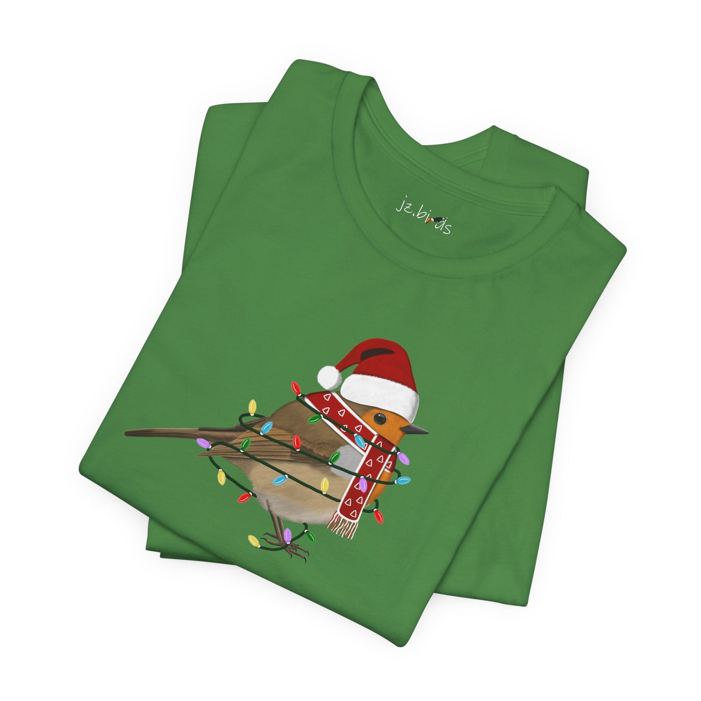 European Robin with Fairy Lights Christmas Bird T-Shirt