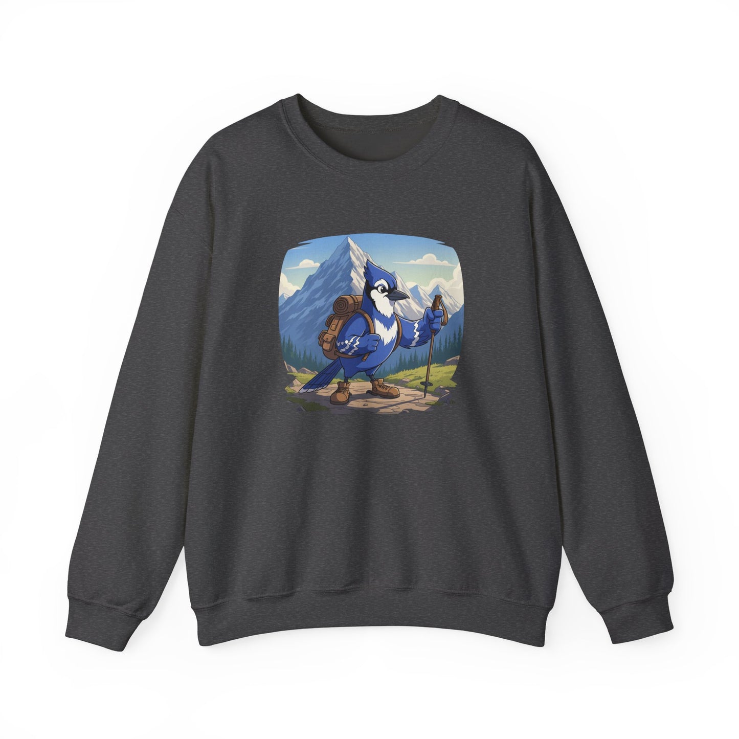 Blue Jay Hiking Sweatshirt Funny Blue Jay on a Hike Bird Watchers & Bird Lovers