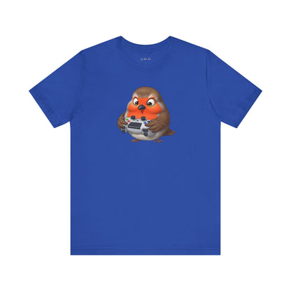 Robin Playing Video Games Funny Gamer and Bird Lover T-Shirt