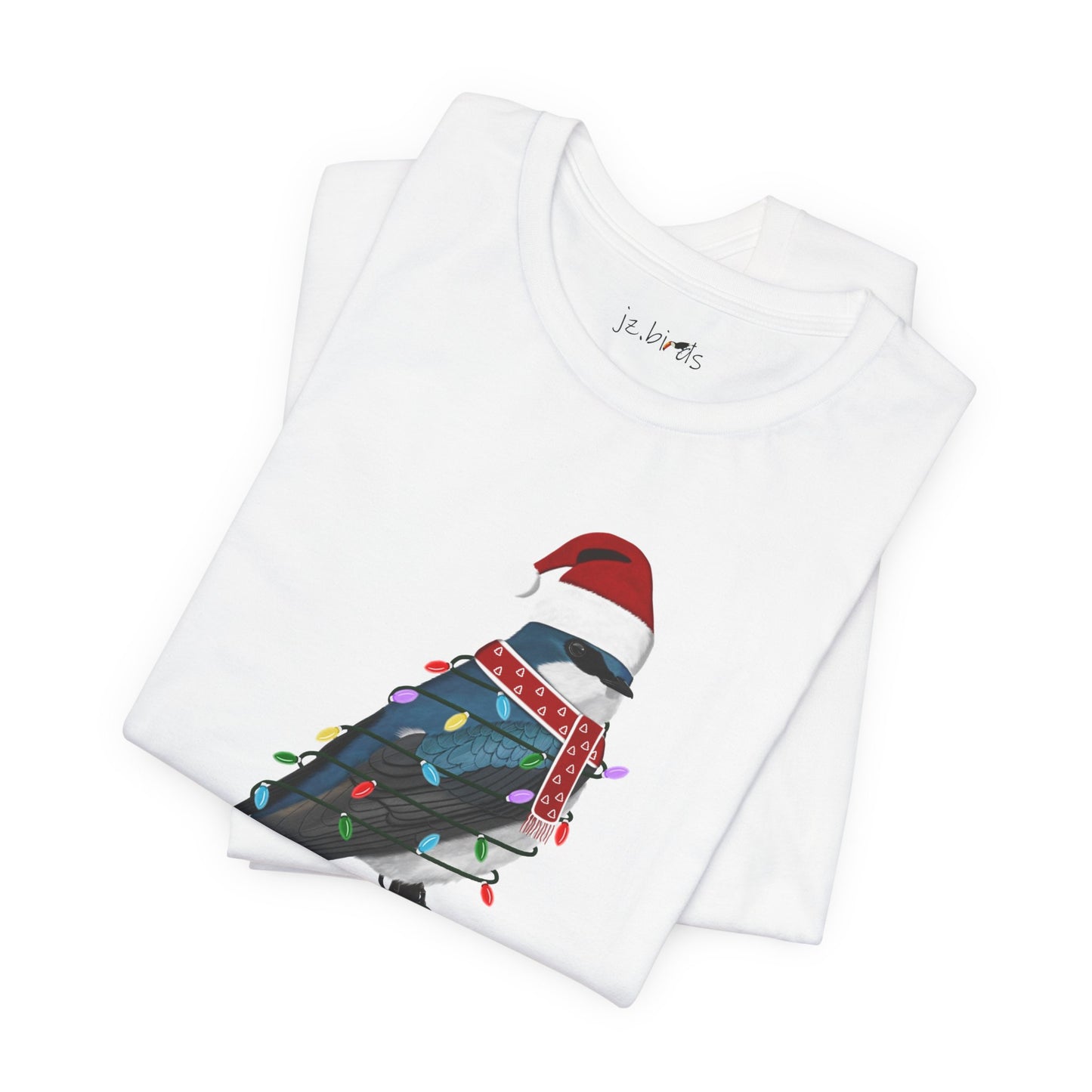 Tree Swallow with Fairy Lights Christmas Bird T-Shirt